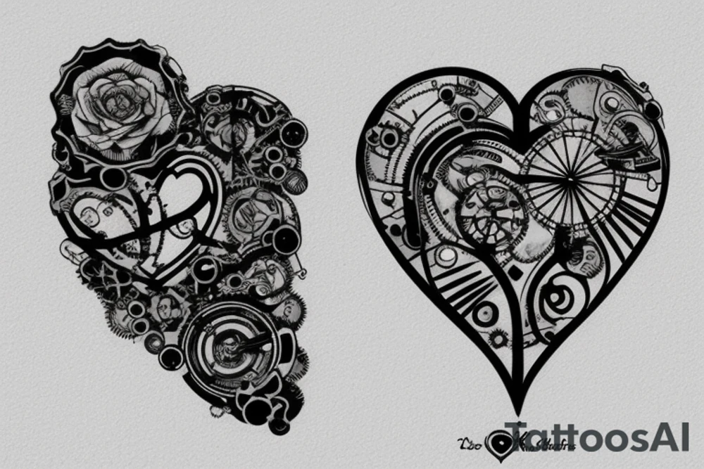 One small steampunk heart tattoo idea