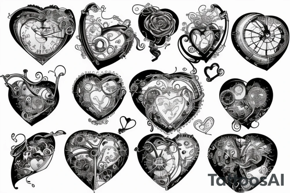 One small steampunk heart tattoo idea