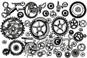 A vintage key integrated with gears tattoo idea