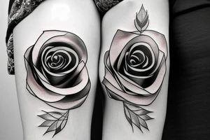 A rose with metallic petals and cog accents tattoo idea
