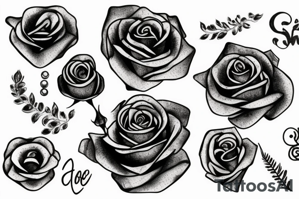 A rose with metallic petals and cog accents tattoo idea