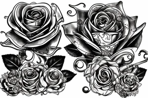 A steampunk rose with metallic petals and cog accents tattoo idea