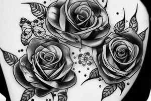 A steampunk rose with metallic petals and cog accents tattoo idea