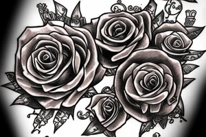 A steampunk rose with metallic petals and gears and cogs tattoo idea