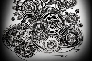 One steampunk rose with gears and cogs tattoo idea