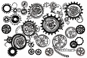 One steampunk rose with gears and cogs tattoo idea