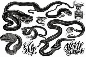 A snake with steam-powered metallic scaled tattoo idea