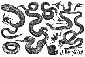 A snake with steam-powered metallic scaled tattoo idea