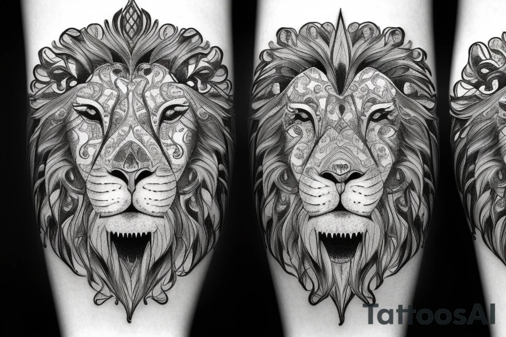 A lion with intricate clockwork details tattoo idea