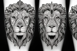 A lion with intricate clockwork details tattoo idea