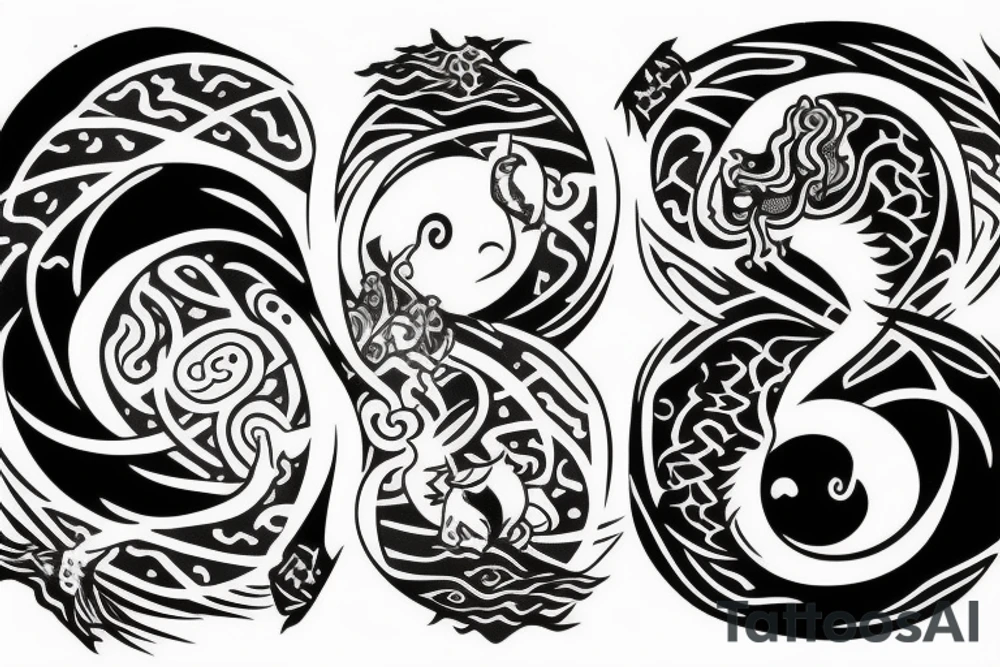 Yin and yang - 24 - mythical - small to medium tattoo idea