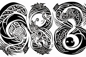 Yin and yang - 24 - mythical - small to medium tattoo idea