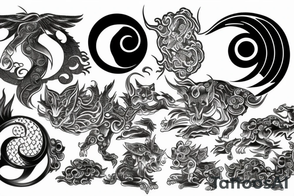 Yin and yang - 24 - mythical - small to medium tattoo idea