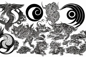 Yin and yang - 24 - mythical - small to medium tattoo idea