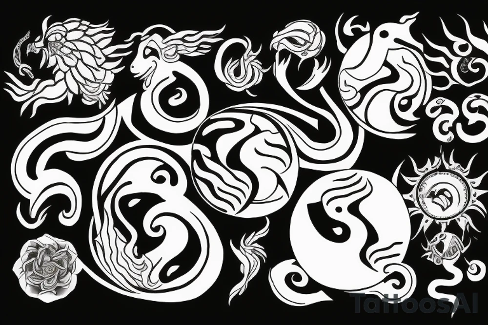 Yin and yang - 24 - mythical - small to medium tattoo idea