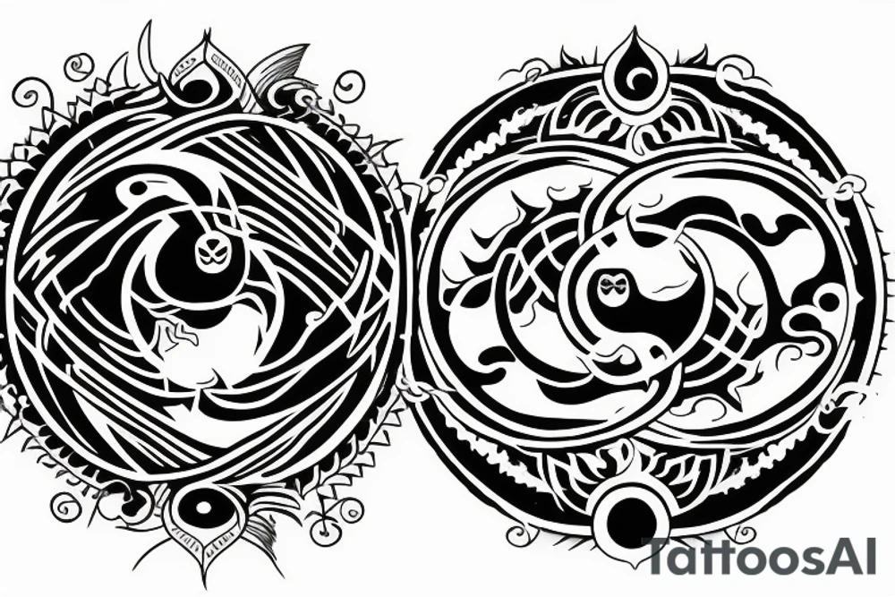 Yin and yang - 24 - mythical - small to medium tattoo idea