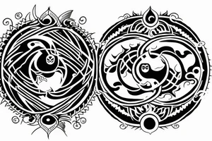 Yin and yang - 24 - mythical - small to medium tattoo idea
