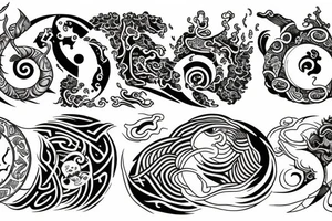 Yin and yang - 24 - mythical - small to medium tattoo idea