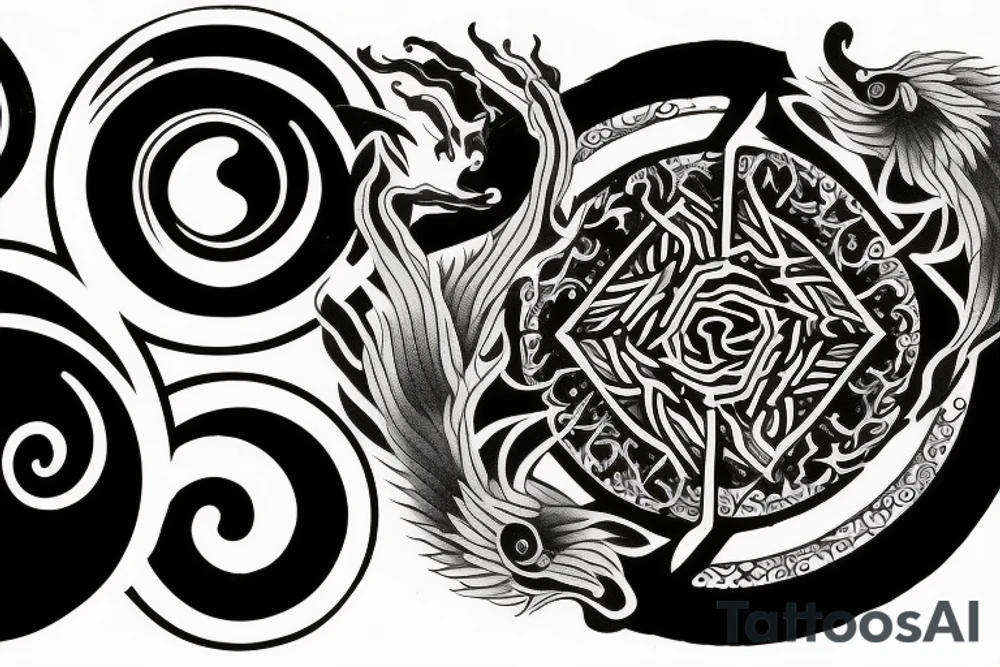 Yin and yang - 24 - mythical - small to medium tattoo idea