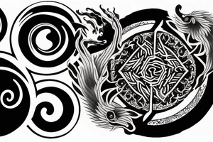 Yin and yang - 24 - mythical - small to medium tattoo idea