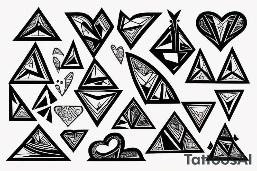 A simple heart and a triangle tattoo idea