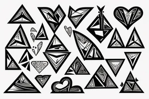 A simple heart and a triangle tattoo idea