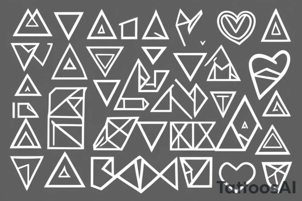 A simple heart and a triangle tattoo idea