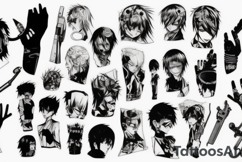 manga chainsaw man full hand tattoo idea