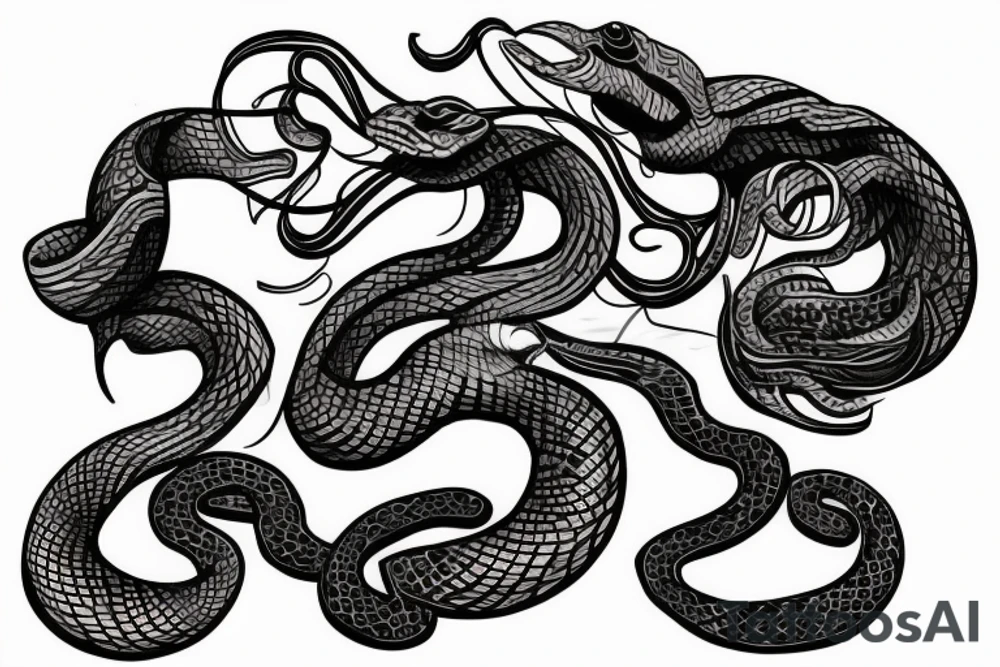 Snake with lots of shading that extends from the back over the shoulder and into the chest tattoo idea