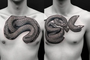 Snake with face on chest tattoo idea