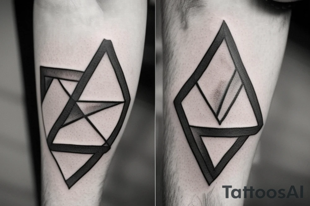 I want a minimalist tattoo behind the bicep, featuring an overlapping heart and triangle, the triangle is out the heart
no one are filled tattoo idea
