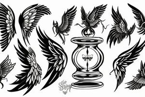 Hourglass with wings tattoo idea