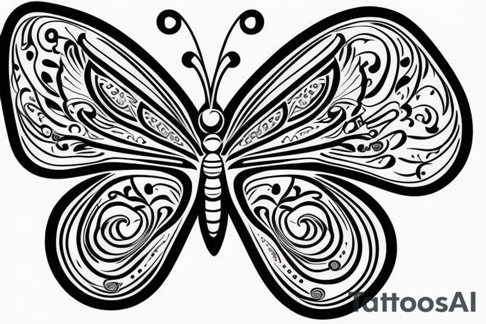 A vibrant and intricate butterfly with open wings. tattoo idea