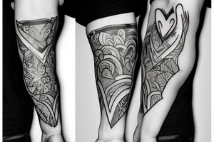 only features, a tattoo behind the biceps, with a heart and over it a diamond

behind the biceps tattoo idea