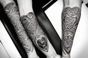 only features, a tattoo behind the biceps, with a heart and over it a diamond

behind the biceps tattoo idea