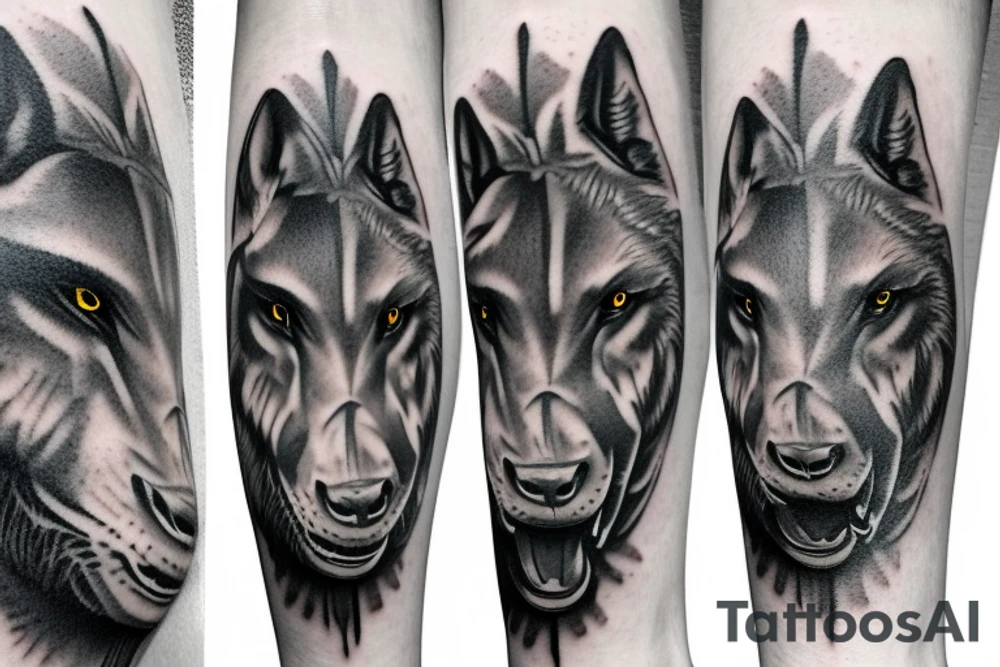 Wolf gorilla rhino walking together tattoo idea