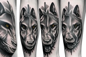Wolf gorilla rhino walking together tattoo idea