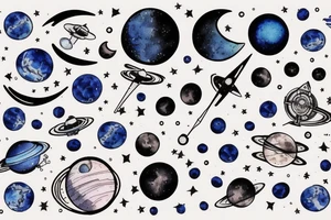 lunar space square compass hopes dreams planets galaxy tattoo idea
