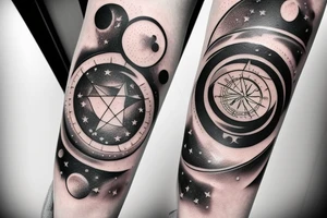 lunar space square compass hopes dreams planets galaxy tattoo idea