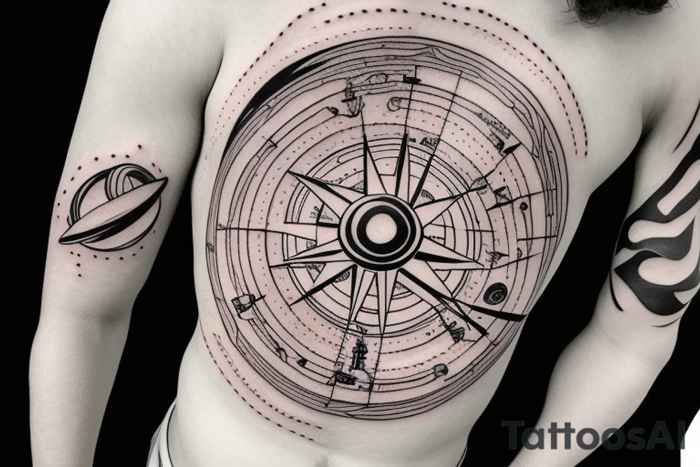 lunar space square compass hopes dreams planets galaxy tattoo idea