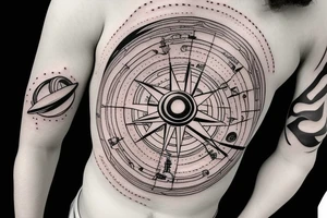 lunar space square compass hopes dreams planets galaxy tattoo idea