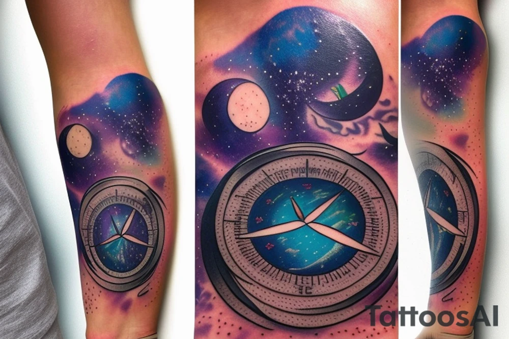 lunar space square compass hopes dreams planets galaxy tattoo idea