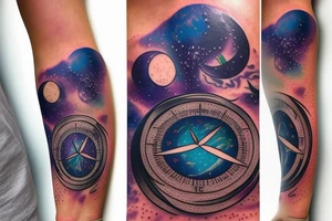 lunar space square compass hopes dreams planets galaxy tattoo idea