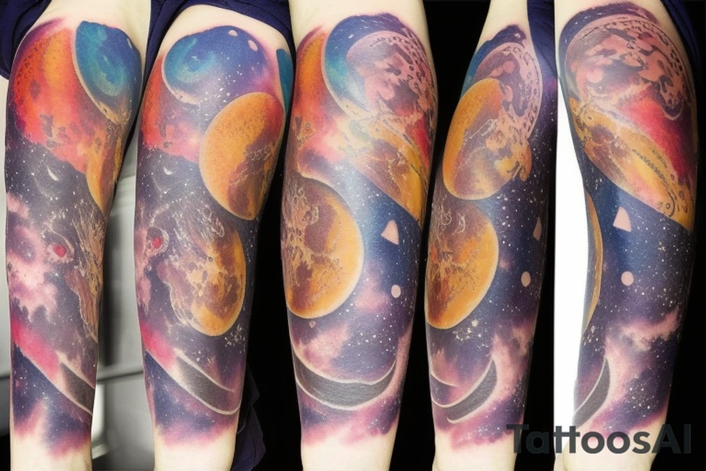 lunar space square compass planets galaxy tattoo idea