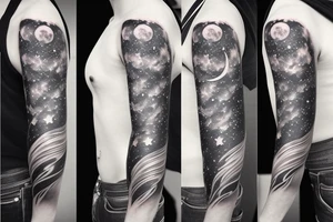 lunar space square compass planets galaxy star super nova tattoo idea