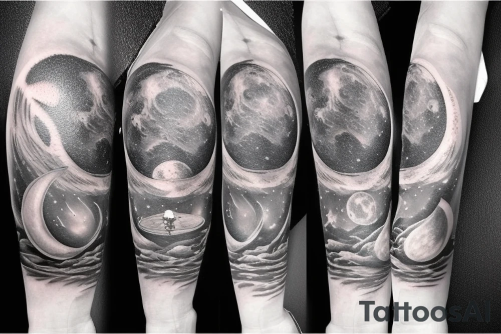 lunar space square compass planets galaxy star super nova tattoo idea