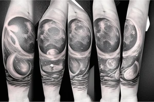lunar space square compass planets galaxy star super nova tattoo idea