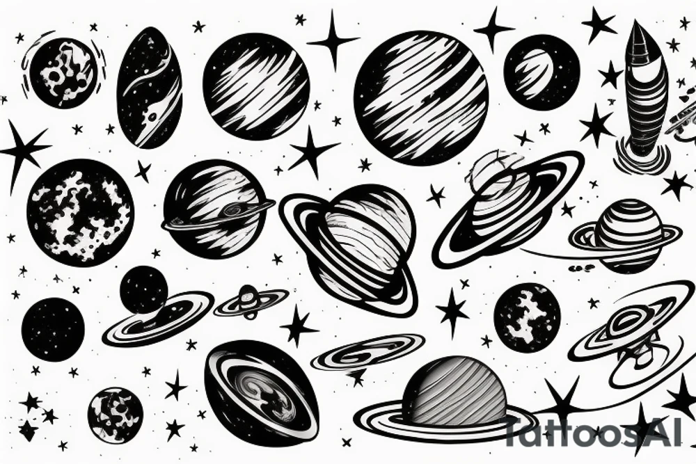 Outer space planets galaxy super nova tattoo idea