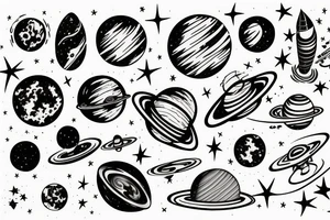 Outer space planets galaxy super nova tattoo idea