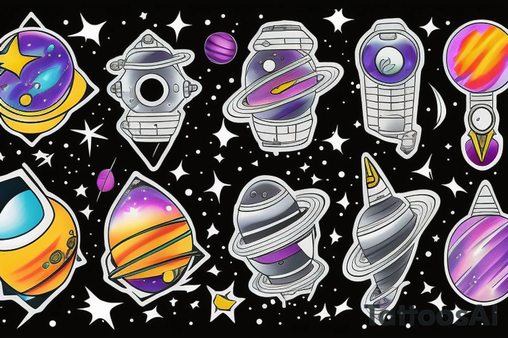 Outer space planets galaxy super nova tattoo idea